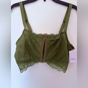 NWT Auden Olive Green Lace Bralette | XL
